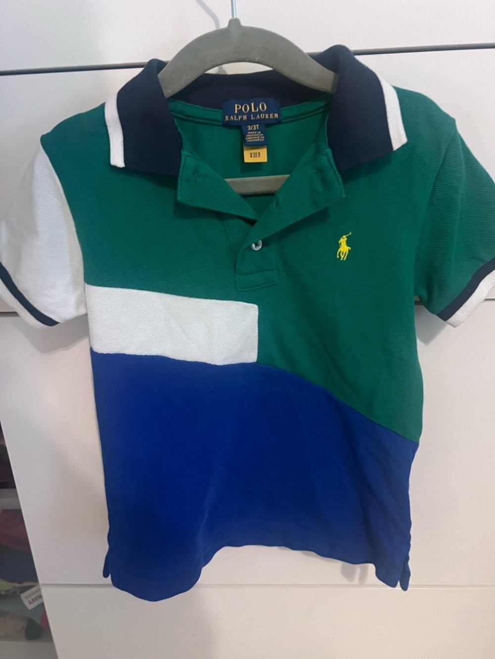 Polo by Ralph Lauren Green, Blue & White Colorblock Polo